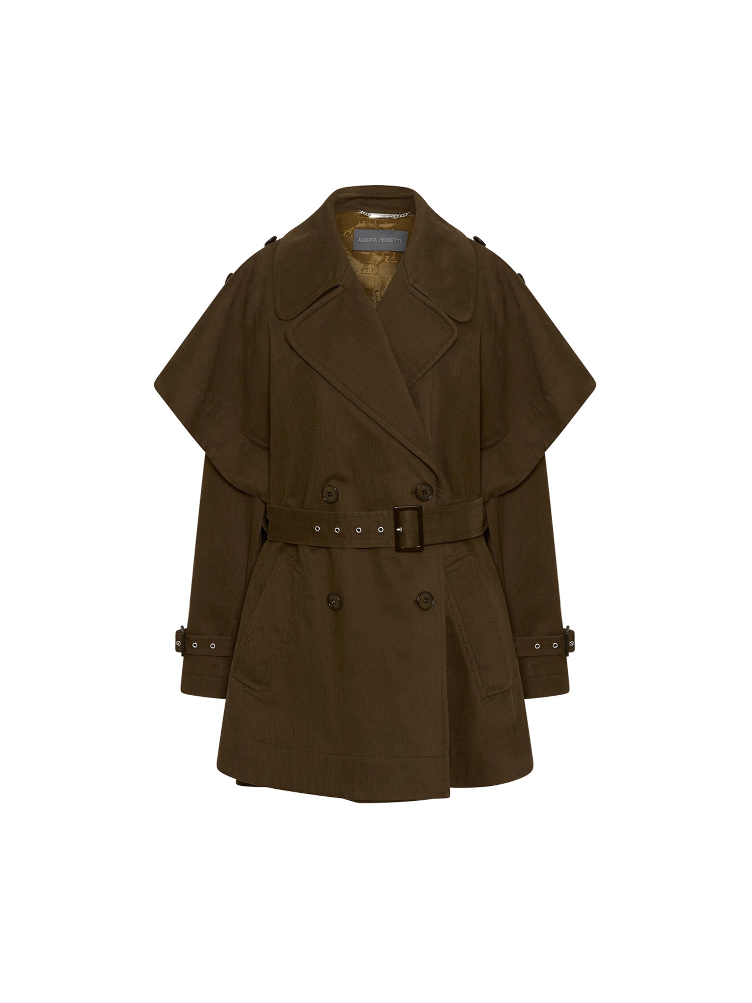 Trench court A.Ferretti ceinturée double boutonnage - Marron