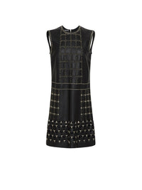 Robe A.Ferretti brodé en cuir - Noir