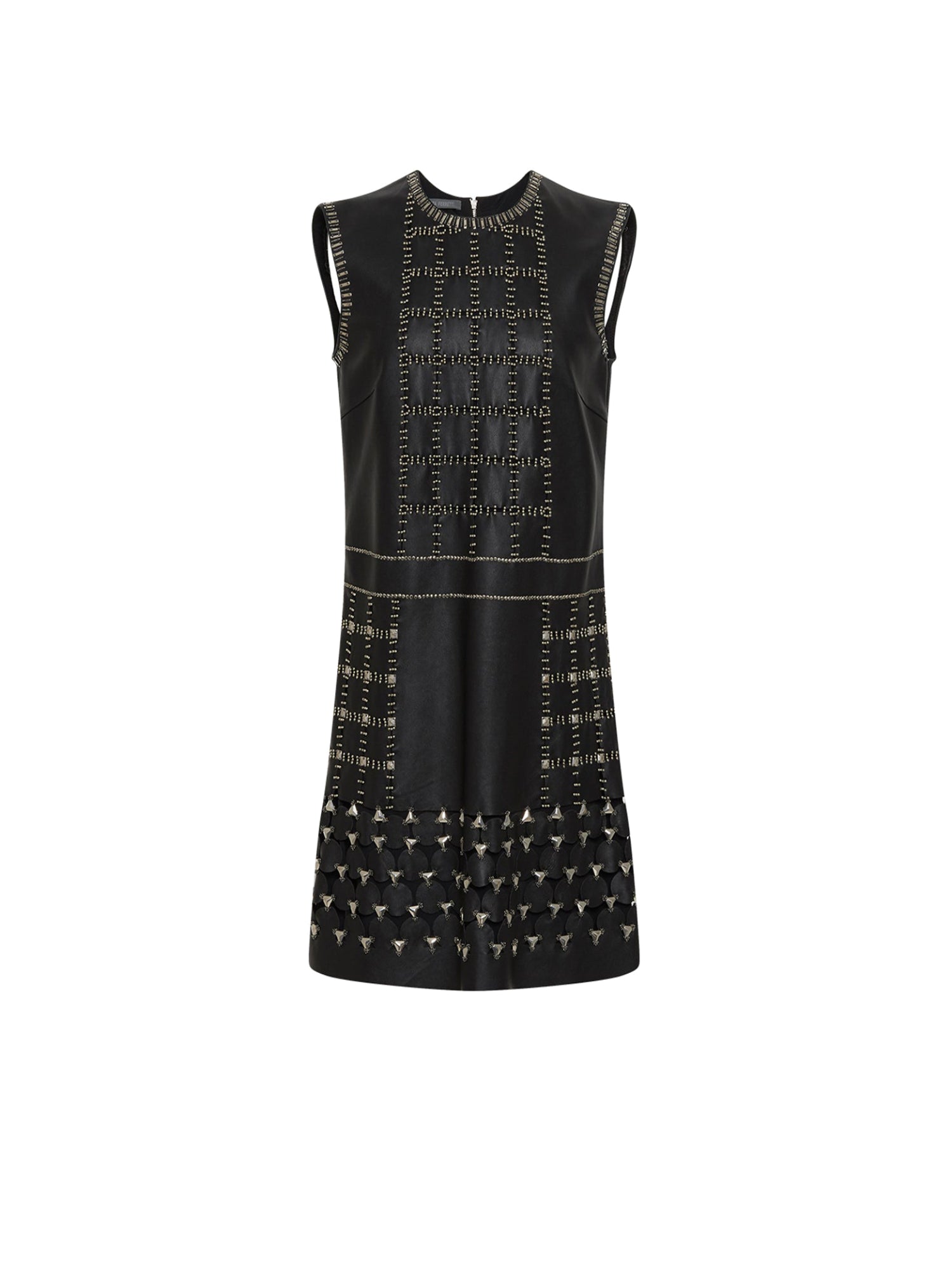 Robe A.Ferretti brodé en cuir - Noir