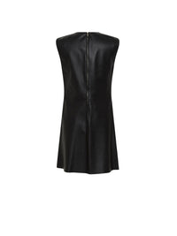 Robe A.Ferretti brodé en cuir - Noir