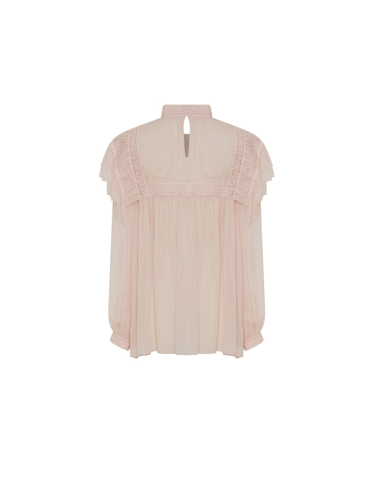 Blouse A.Ferretti plissée col cheminé en soie  - Rose