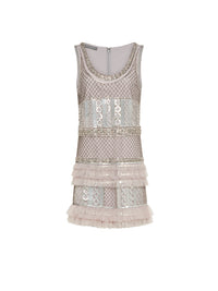 Robe courte A.Ferretti brodé en soie  - Gris