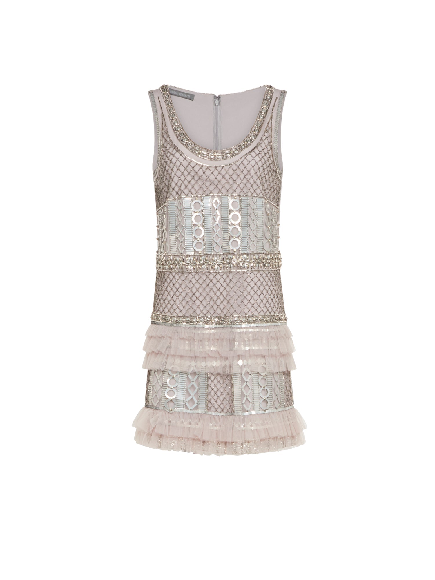Robe courte A.Ferretti brodé en soie  - Gris