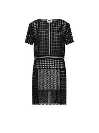 Robe courte A.Ferretti en macramé - Noir