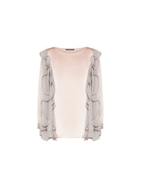 Chemise A.Ferretti manches volantées en soie  - Rose