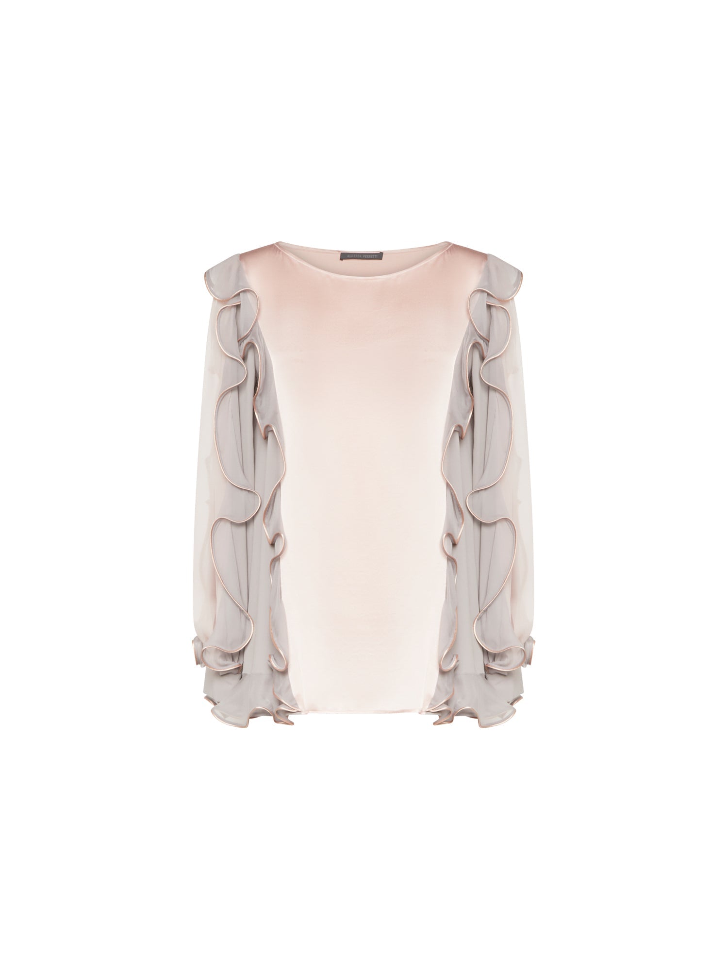 Chemise A.Ferretti manches volantées en soie  - Rose