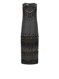 Robe mi-longue A.Ferretti détails à strass - Noir