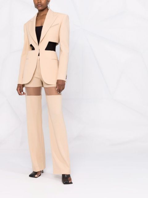 Pantalon illusion en laine - Beige & Nude