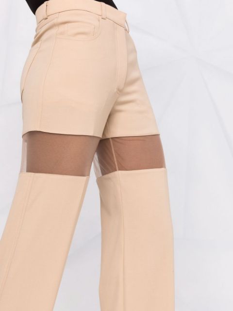Pantalon illusion en laine - Beige & Nude