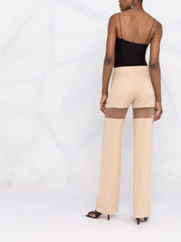 Pantalon illusion en laine - Beige & Nude