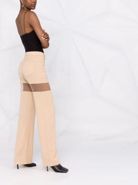 Pantalon illusion en laine - Beige & Nude