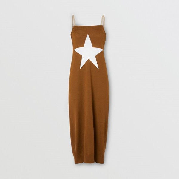 MAHOGANY Robe pull déstructurée en laine à motif étoilé