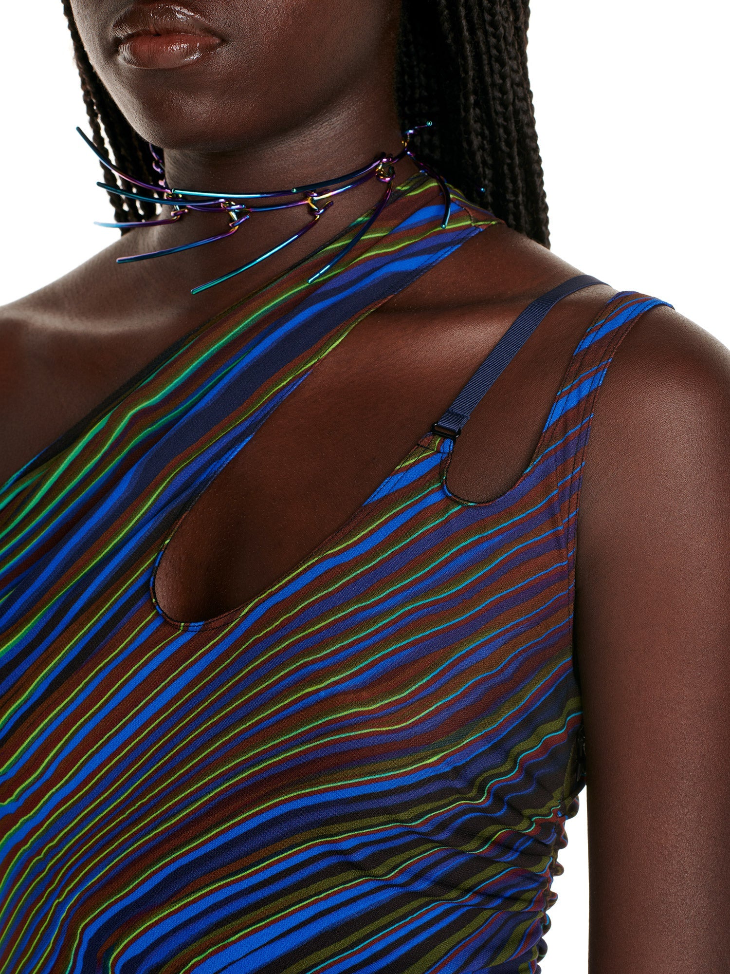 Body en jersey asymétrique - Blue & Lime