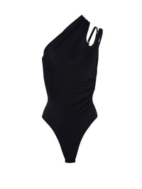 Body en jersey asymétrique - Noir