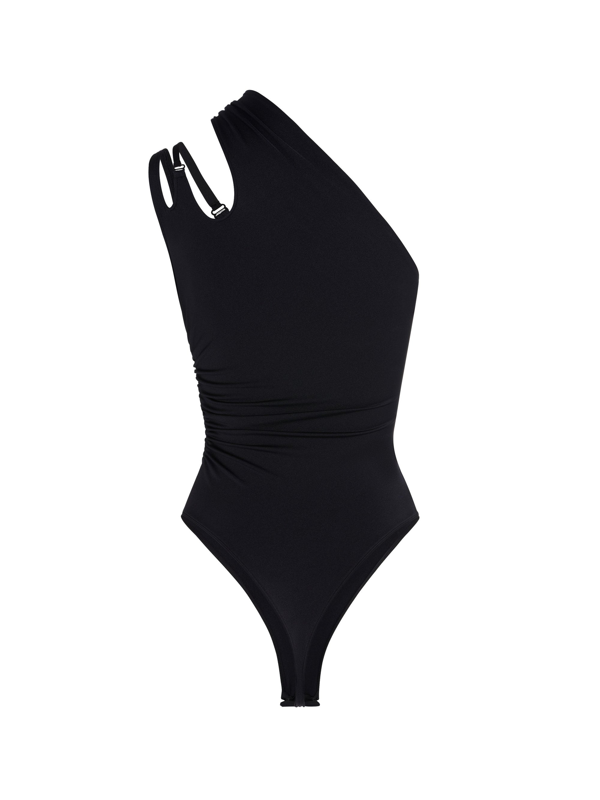 Body en jersey asymétrique - Noir