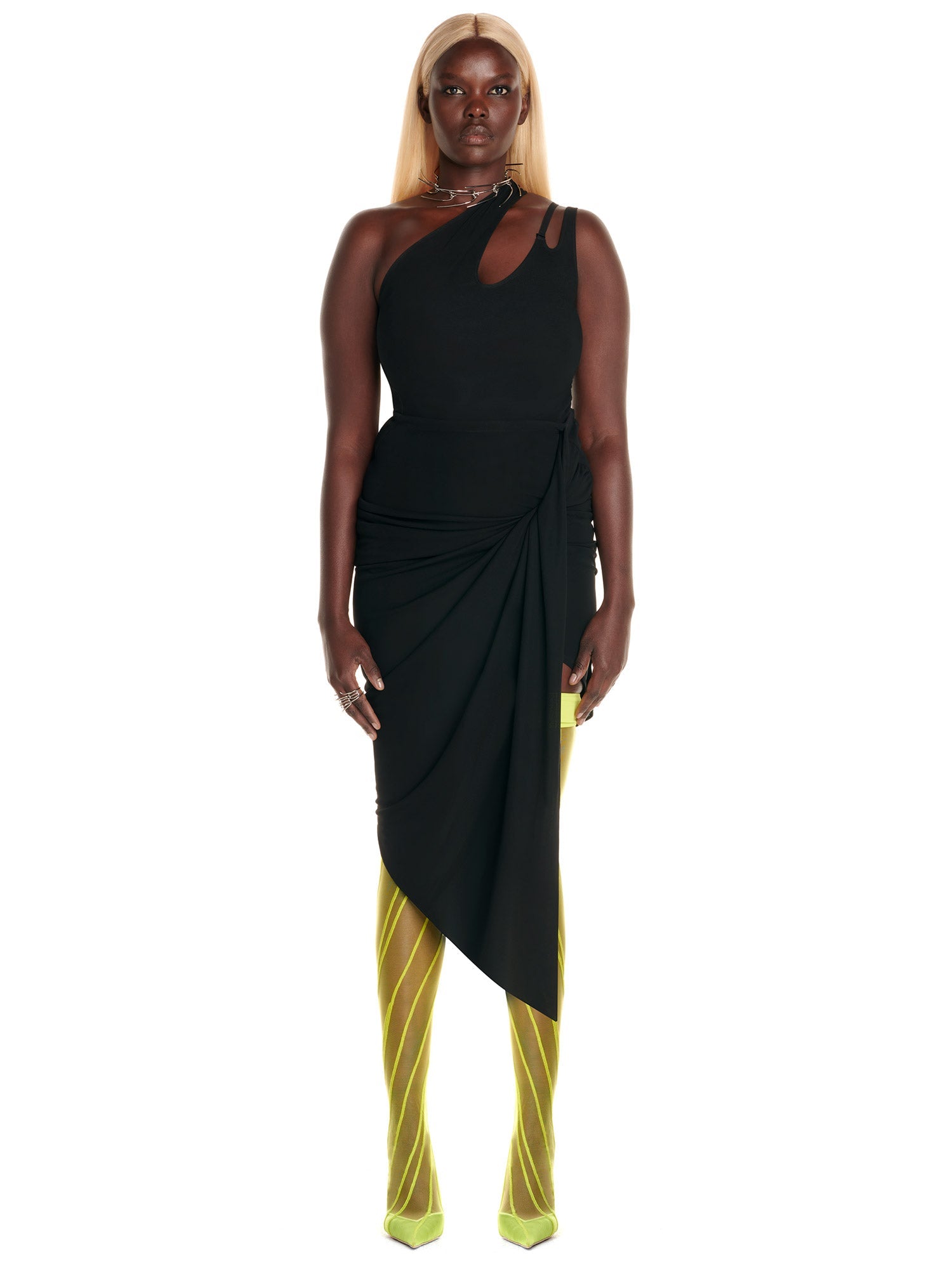 Body en jersey asymétrique - Noir