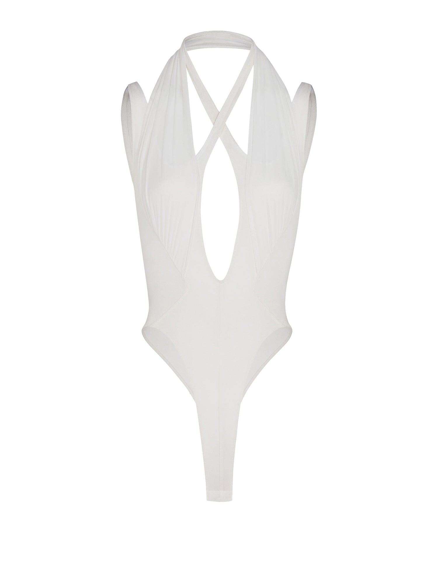 Body drapé croisé en jersey crêpe - Blanc