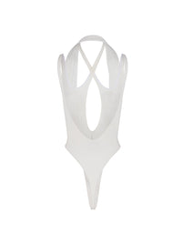 Body drapé croisé en jersey crêpe - Blanc