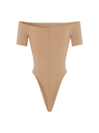 Body manches courtes à épaules dénudées  - Beige