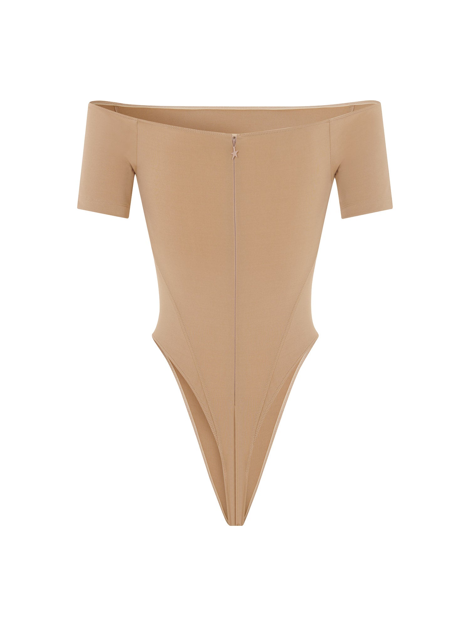 Body manches courtes à épaules dénudées  - Beige
