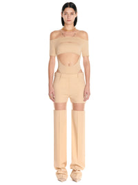 Body manches courtes à épaules dénudées  - Beige