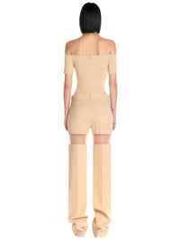 Body manches courtes à épaules dénudées  - Beige