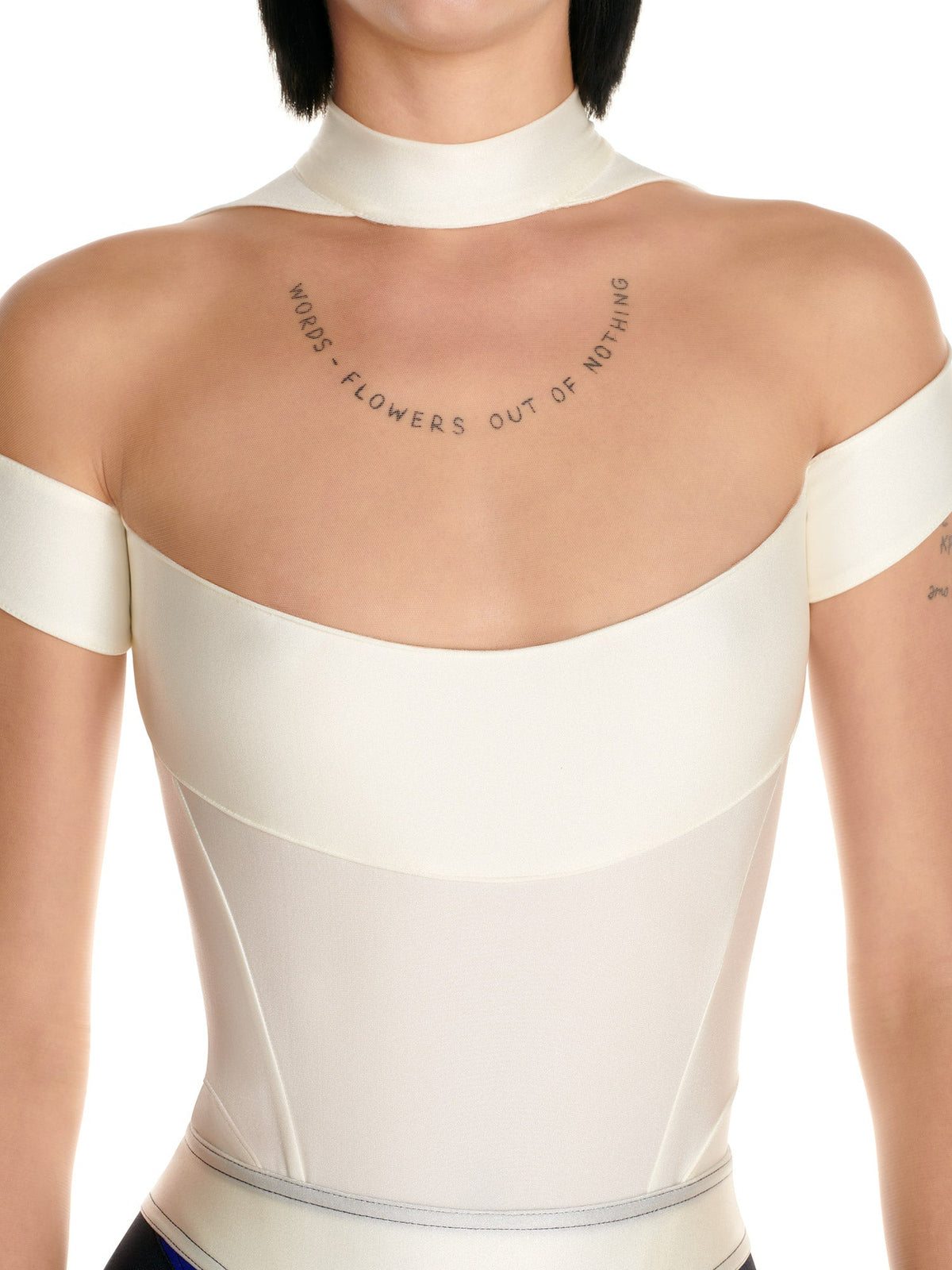 Body en jersey effet d'illusion - Blanc Nude