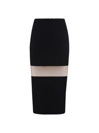 Jupe crayon illusion en laine - Black Nude