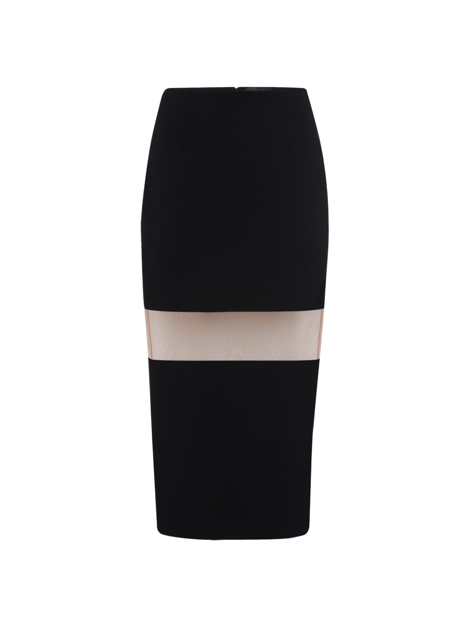 Jupe crayon illusion en laine - Black Nude