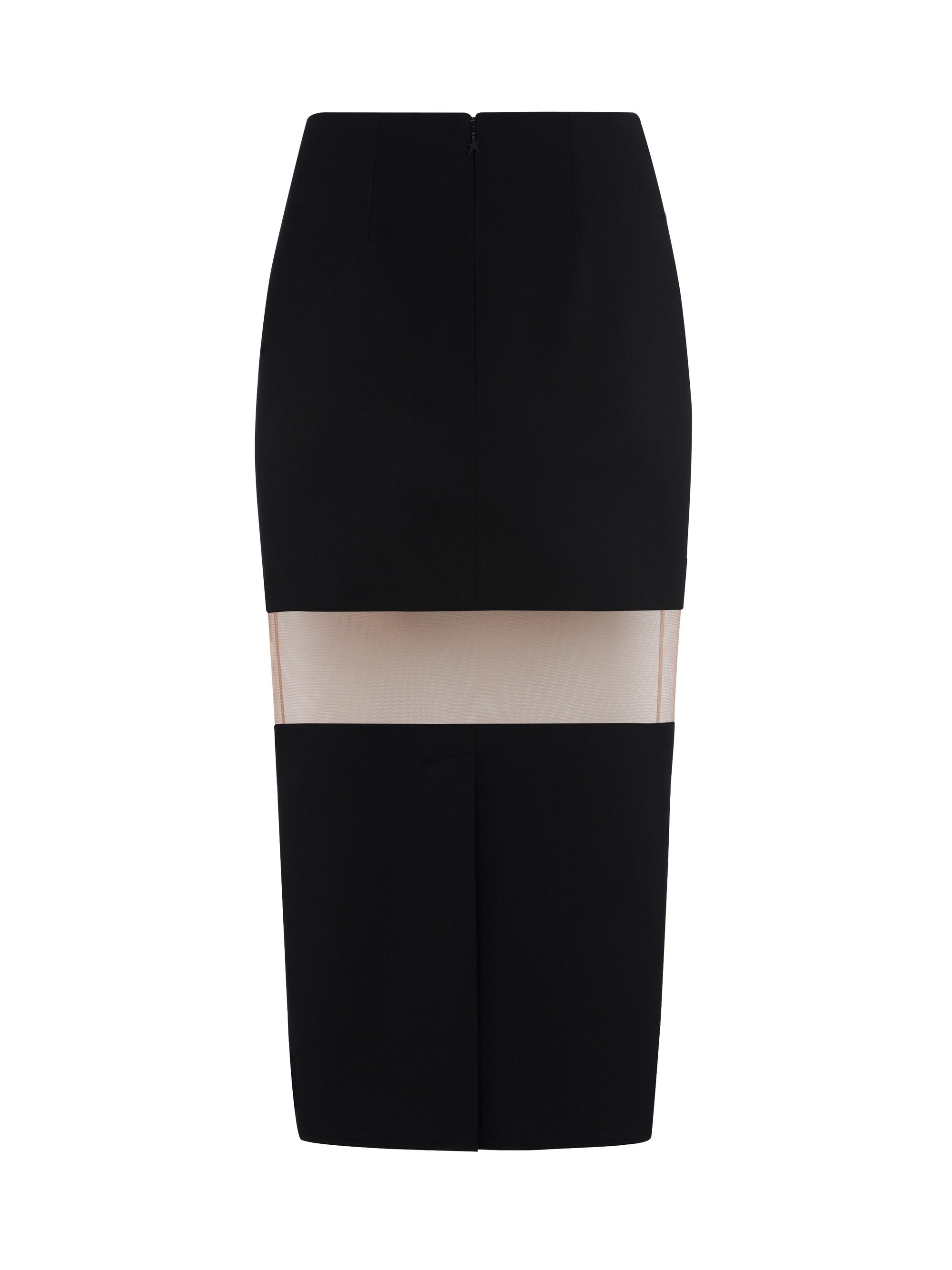 Jupe crayon illusion en laine - Black Nude