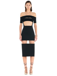 Jupe crayon illusion en laine - Black Nude