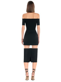 Jupe crayon illusion en laine - Black Nude