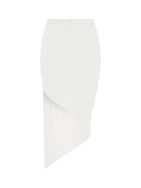 Jupe fluide drapée en jersey crêpe - Blanc
