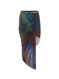 Jupe fluide drapée en jersey crêpe - Blue & Lime