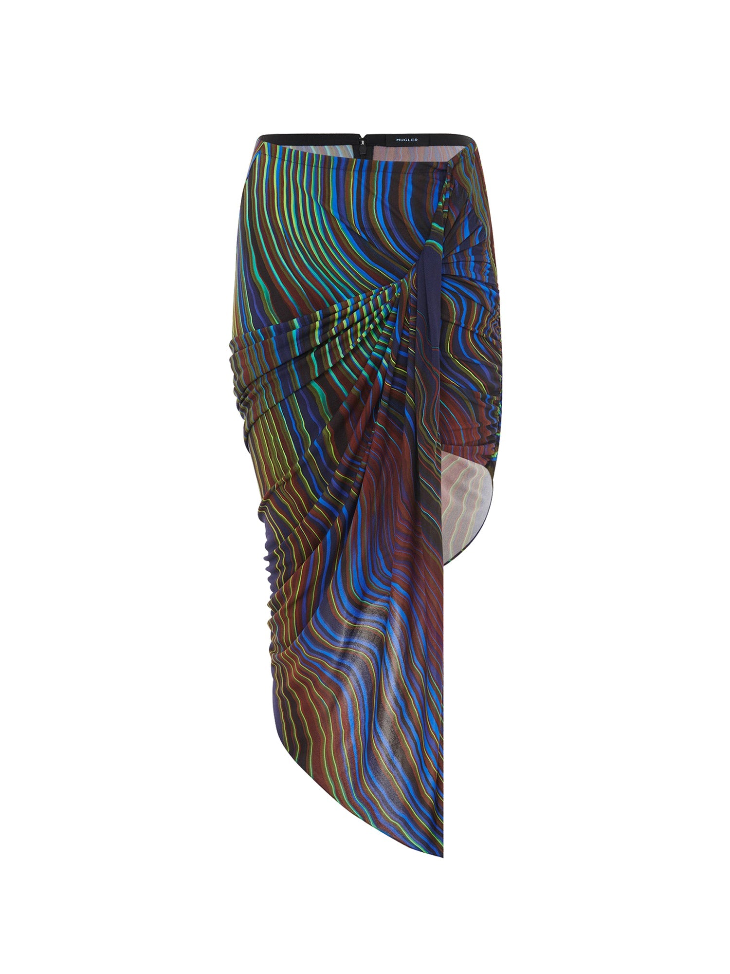 Jupe fluide drapée en jersey crêpe - Blue & Lime