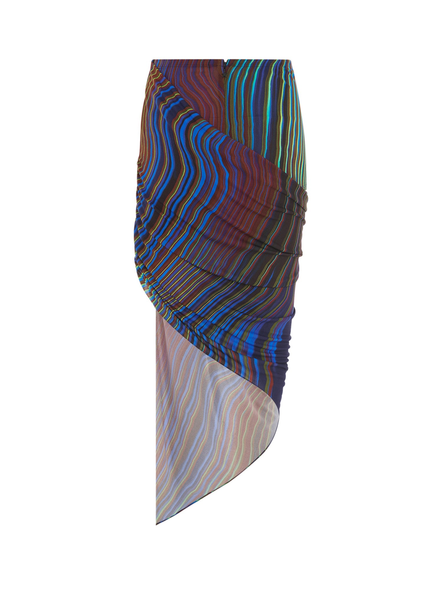 Jupe fluide drapée en jersey crêpe - Blue & Lime