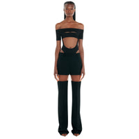 Pantalon illusion en laine - Black Nude