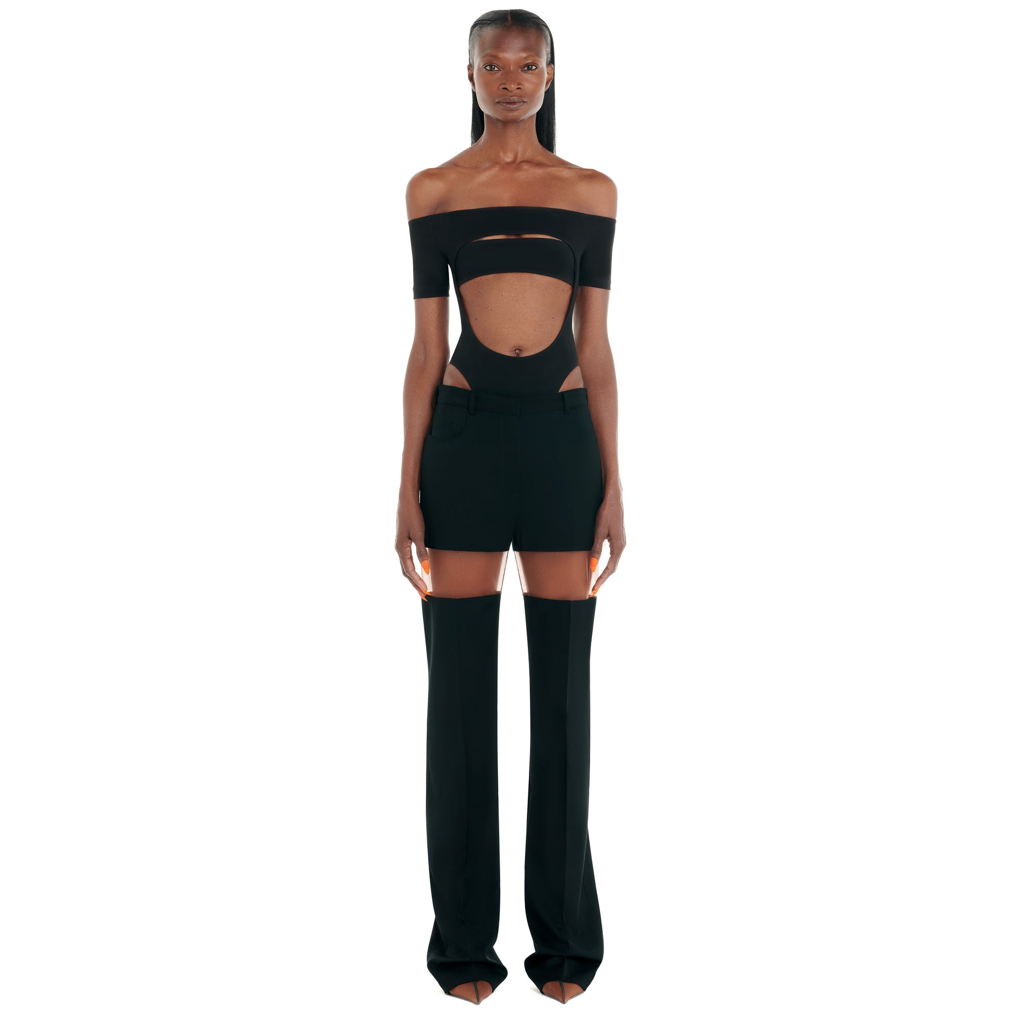Pantalon illusion en laine - Black Nude