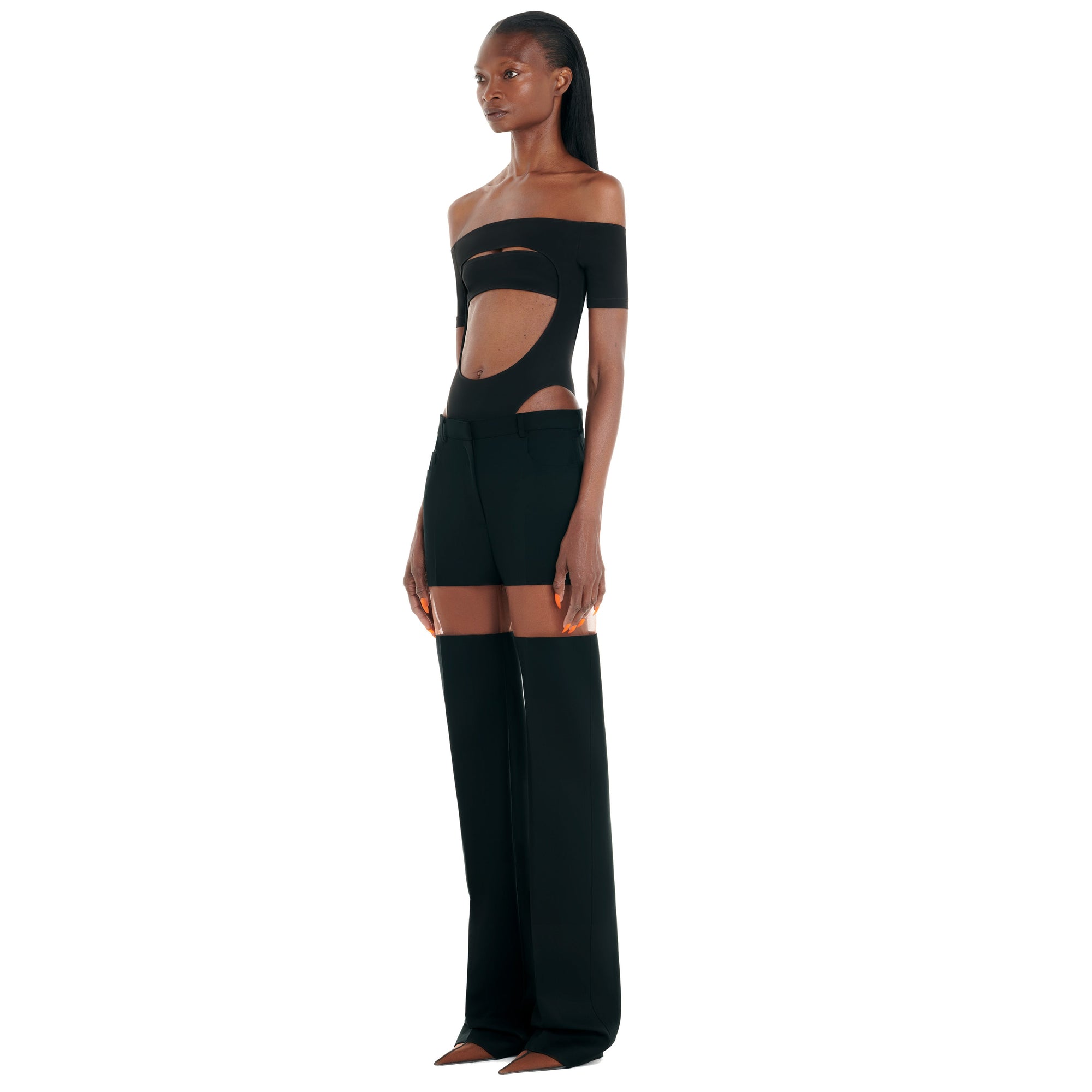 Pantalon illusion en laine - Black Nude