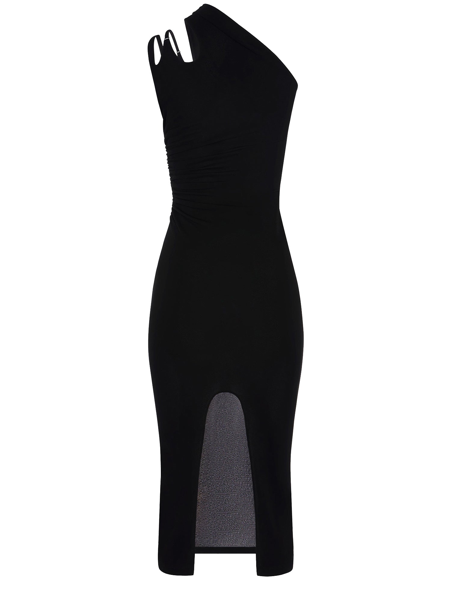 Robe à encolure drapée asymétrique - Noir