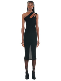 Robe à encolure drapée asymétrique - Noir