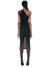 Robe à encolure drapée asymétrique - Noir