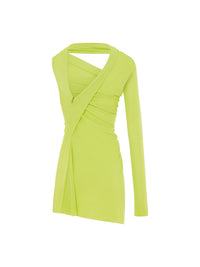 Mini robe à une manche en jersey crêpe - Lime