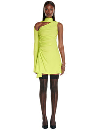 Mini robe à une manche en jersey crêpe - Lime