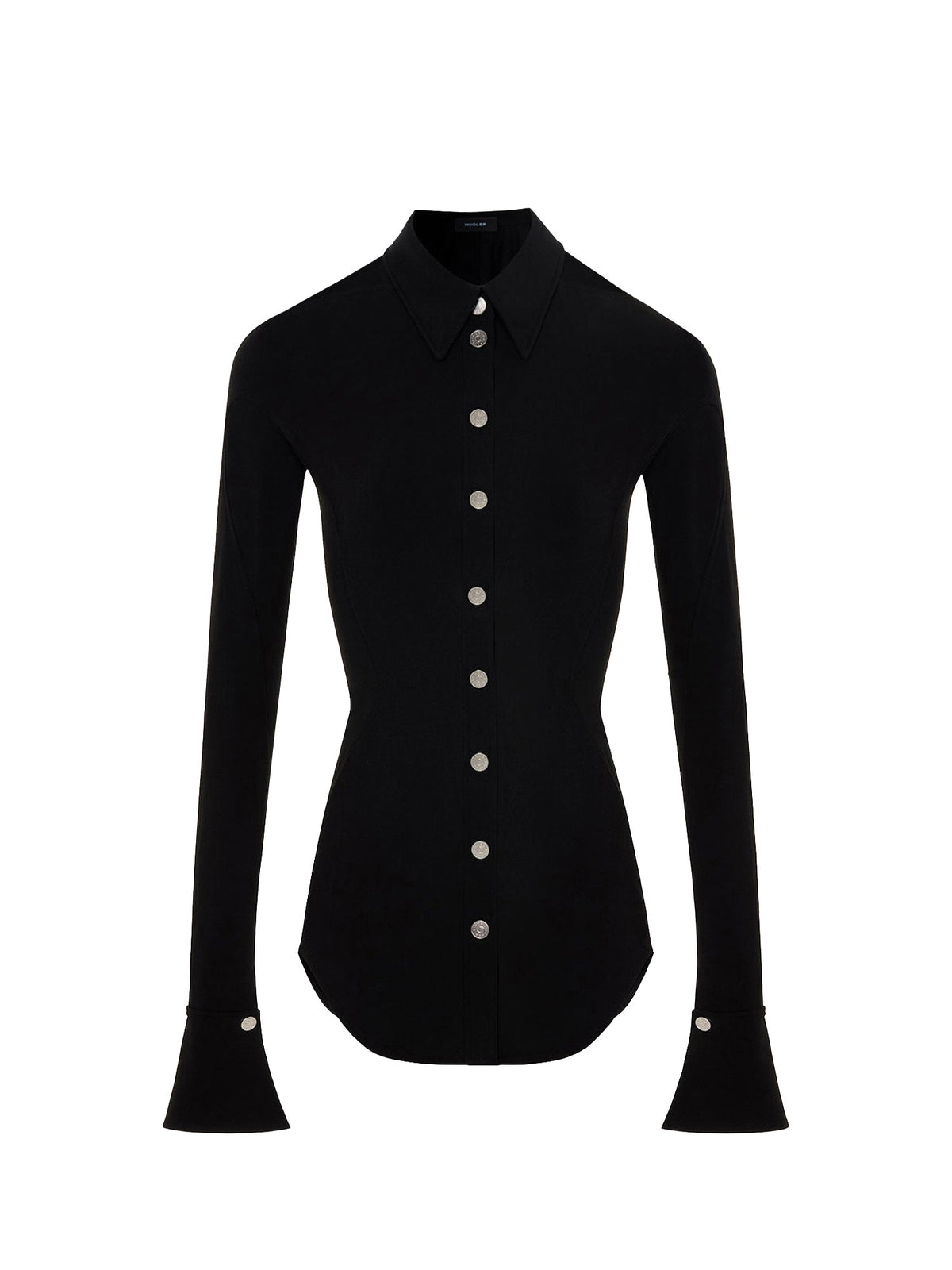 T-shirt col chemise - Noir