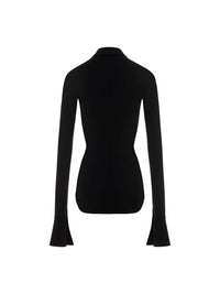 T-shirt col chemise - Noir