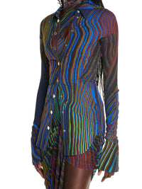 T-shirt en jersey moulant - Blue & Lime
