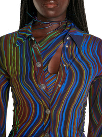 T-shirt en jersey moulant - Blue & Lime