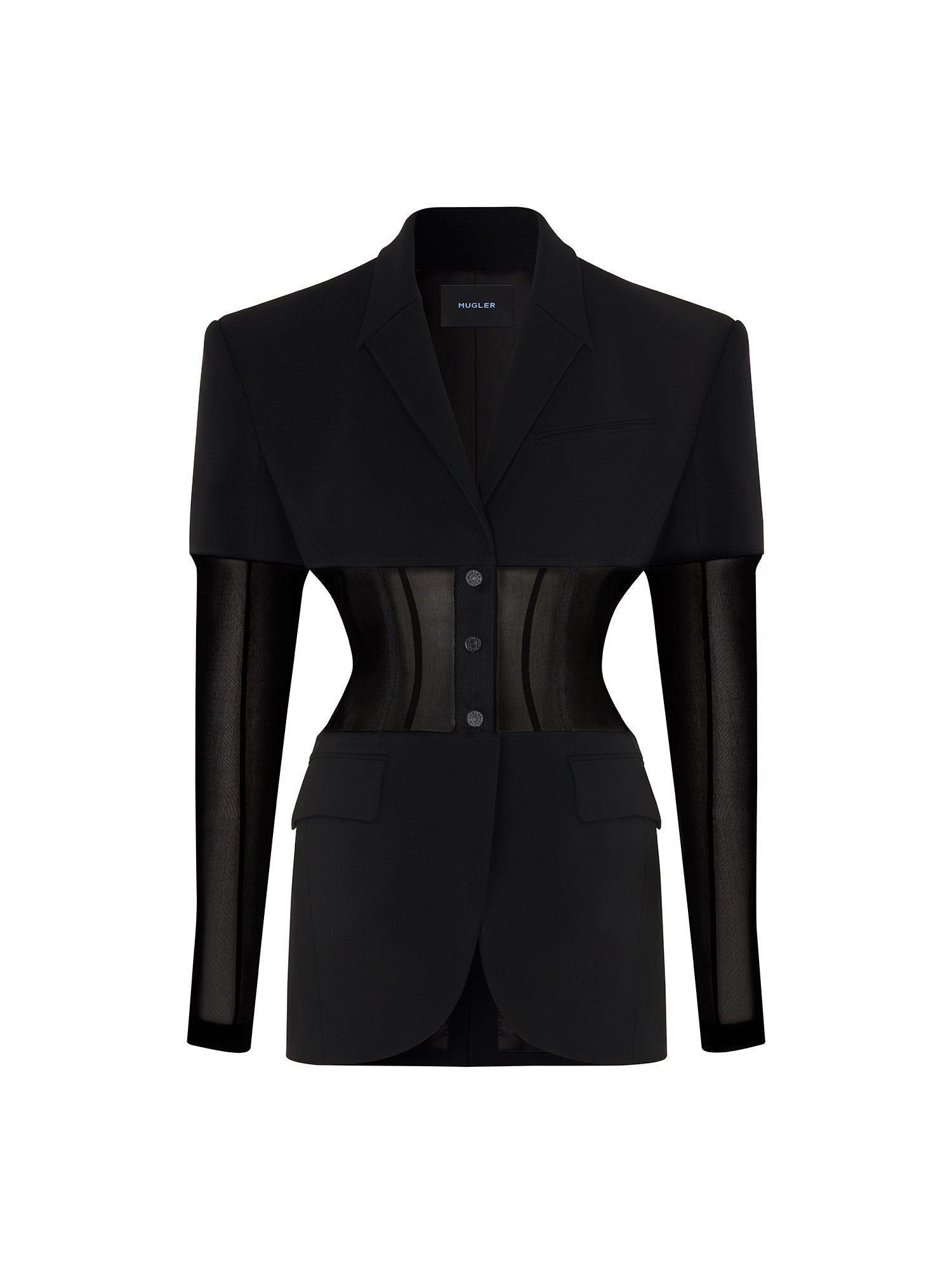 Veste croisée bi-matière transparente - Noir