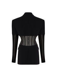 Veste croisée bi-matière transparente - Noir
